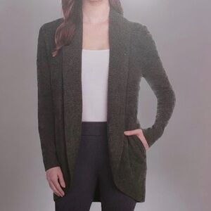 Open-Front Olive Green Women's Circle Cardigan Sweater